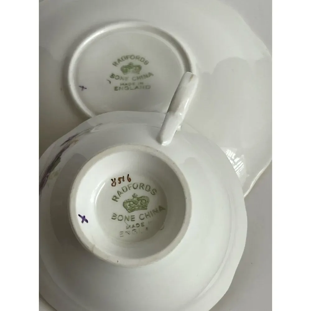 Radfords Tea Cup & Saucer, Purple Violets Teacup and Saucer, English